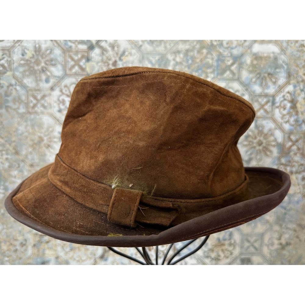 Deerskin Trading Post Fedora Suede Vintage Mens Brown Good